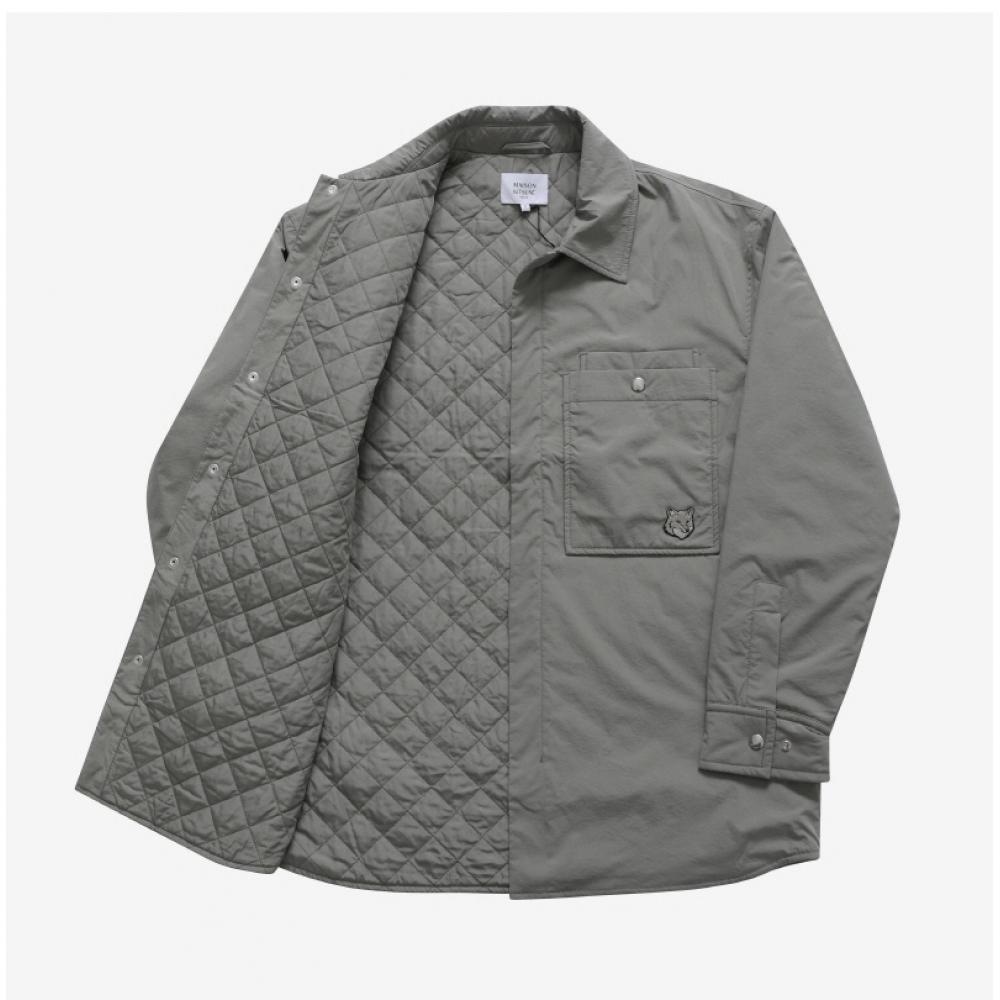 Maison Kitsune Nm02113wq4032 P131 Bold Fox Head Patch Padded Pocket Over Mens Shirt