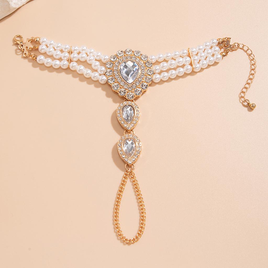 Imitation Pearl Beads Crystal Choker Necklace for Women Collar Wedding Jewelry Accessories