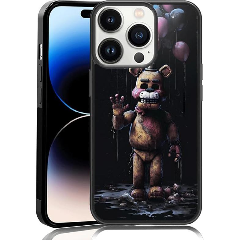 Black Cute FNAF Phone Case Fit for iPhone XR, TPU Shockproof Protective iPhone Case Horror Five Nights Video Game Phone Cover Gift for Boy Girl Men