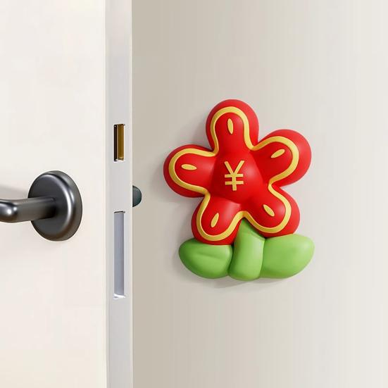 Door Stopper Wall Protector Door Handle Wall Guard Cute Flower Door Shock Absorption Stopper with Adhesive for Doors Protects Wall Surface