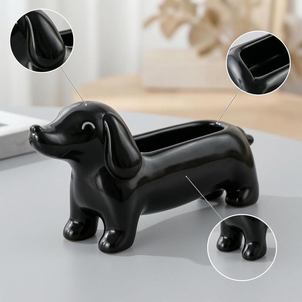 Dachshund Planter Cute Plant Pot Decorative DogShaped for Shelf, Patio, Balcony