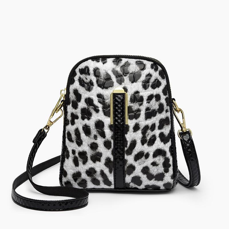 Leopard print texture mobile phone bag new flow double pocket simple versatile shoulder bag new casual messenger bag
