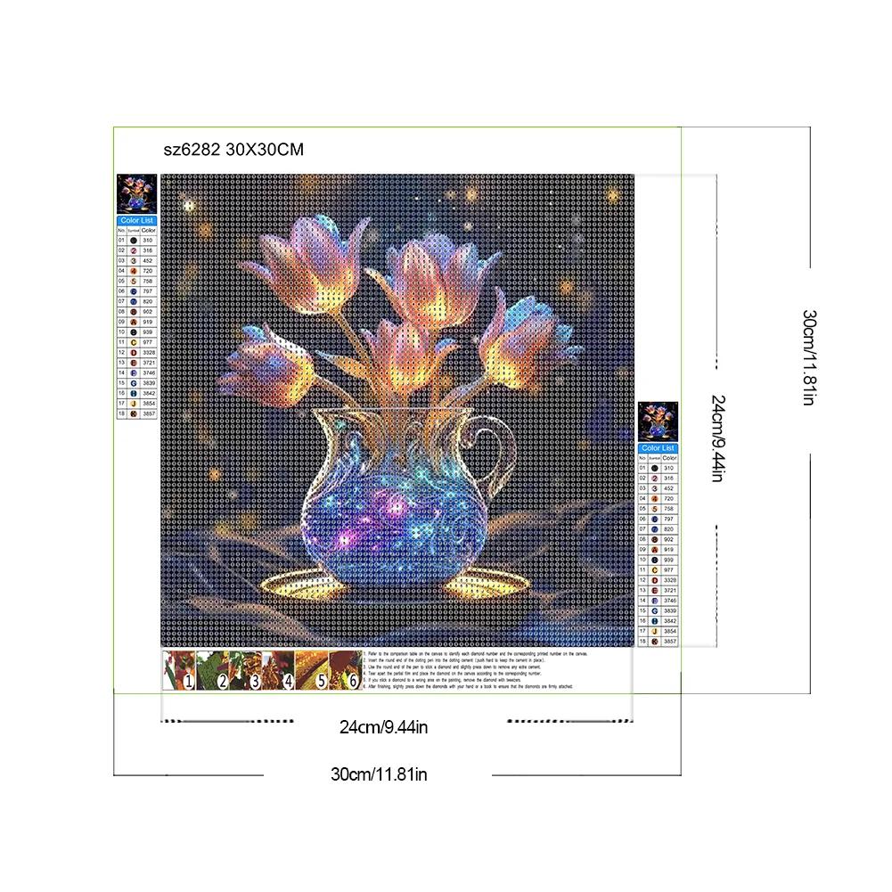 Flower Series Diamond Painting Kits, 5D DIY Full Round Drill Sparkling Resin Art Craft Home Wall Decor Gift for Adults Beginners