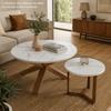 Elegant round table top in white marble look, 2 sizes diameter 70 cm & diameter 50 cm, durable melamine surface