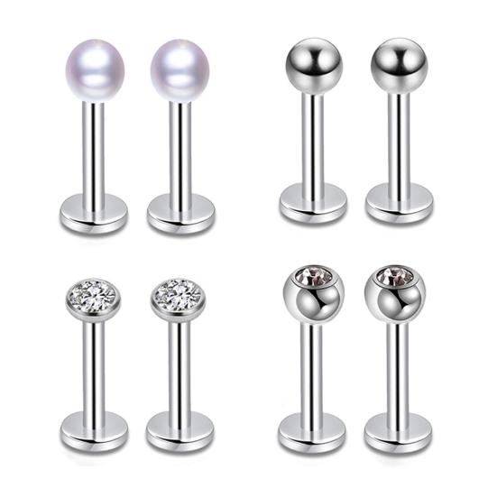 14Pcs Unisex Stainless Steel Anti-Allergic Lip Nose Nail Ear Stud Piercing Kit