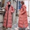 Women's Winter Over-the-knee Lengthened Thickened Warm Detachable Hooded Jacket Cotton Jacket