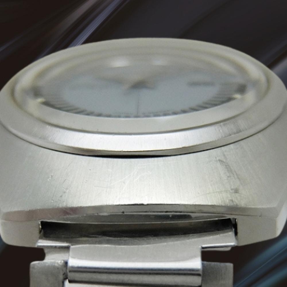 CITIZEN CRYSTAL SEVEN CUSTOM 27 Jewels Ref.4-521218-T SS Tonneau Grey Dial Day-Date Automatic Vintage Watch Used