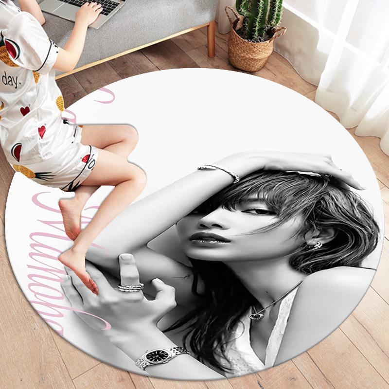 Blackpink runder Teppich, Teppich für Wohnzimmer, Schlafzimmer, Sofa, Spielzimmer-Dekor, rutschfeste Fußmatte