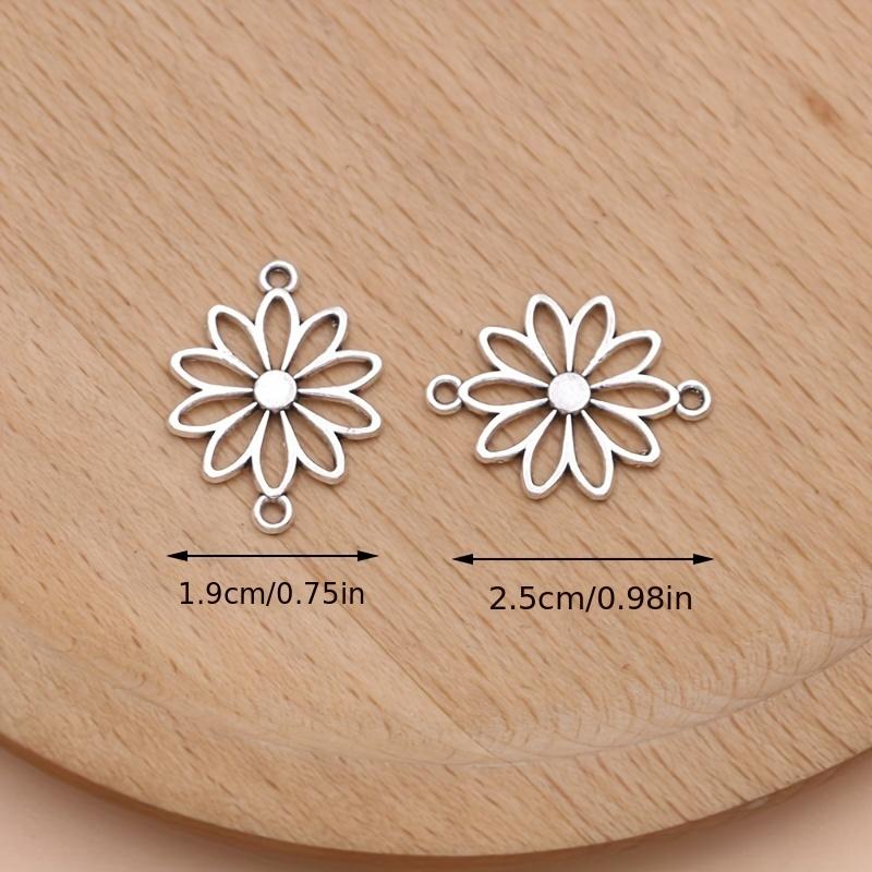 12Pcs Silver Plated Hollow Out Flower Charms Daisy Connectors For Jewelry Making Diy Necklace Earrings Bracelets Accessories