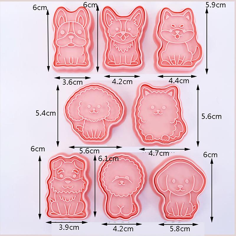 8PCS 3D Dog Bakeware Biscuit Mold DIY Cookie Tools Gift Cake Decorating Tool