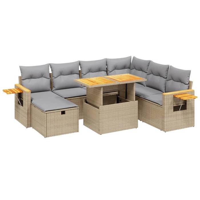 VidaXL Salon de Jardin avec Coussins 8 pcs, Canapés de Terrasse, Ensemble de Meubles de Patio, Mobilier d'Extérieur, Beige 3276160