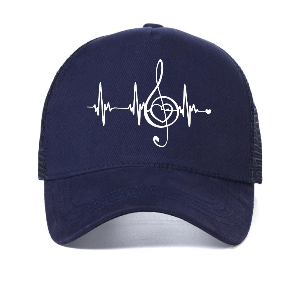 

Musical Note & Heartbeat Graphic Print baseball cap Women s Breathable Snapback hat outdoor causal sport adjustable trucker hats Adjustable темно-синього кольору