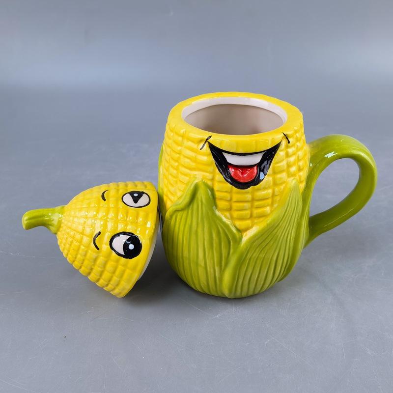 Wjg Pretty B Creative Personalized Ceramic Corn Mug, Personalized Relief Funny Lemon Shape Fruit Cup Pineapple Cup