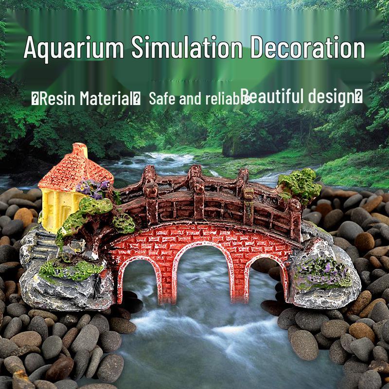 Aquarium Ornament: Simulated Rockery Bridge with Driftwood and Stone for Fish Tank Landscaping