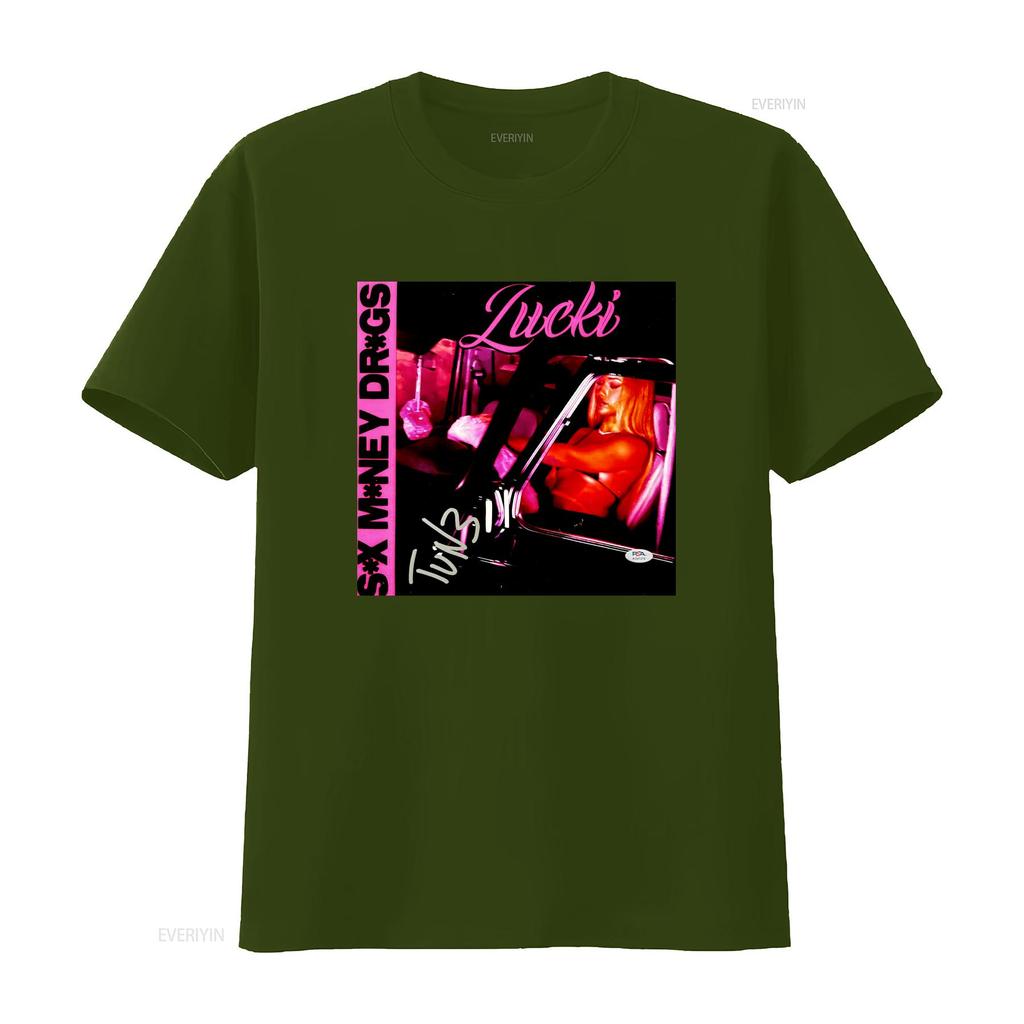 NEW Lucki SMD T Shirt Rapper Black All Size HH vintage Washed graphic Unisex designer clothes Casual Breathable