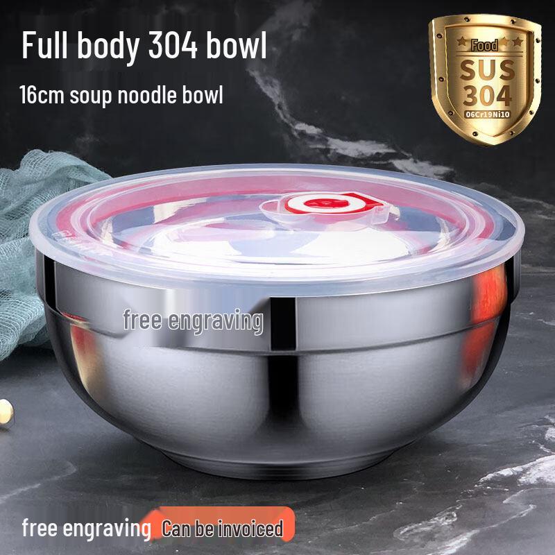 

16cm 304 Stainless Steel Food Bowl with Lid - 10 Pack