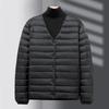 2024 Men's Warm Cotton Collarless Jacket - Autumn/Winter Casual Solid Color Base Layer