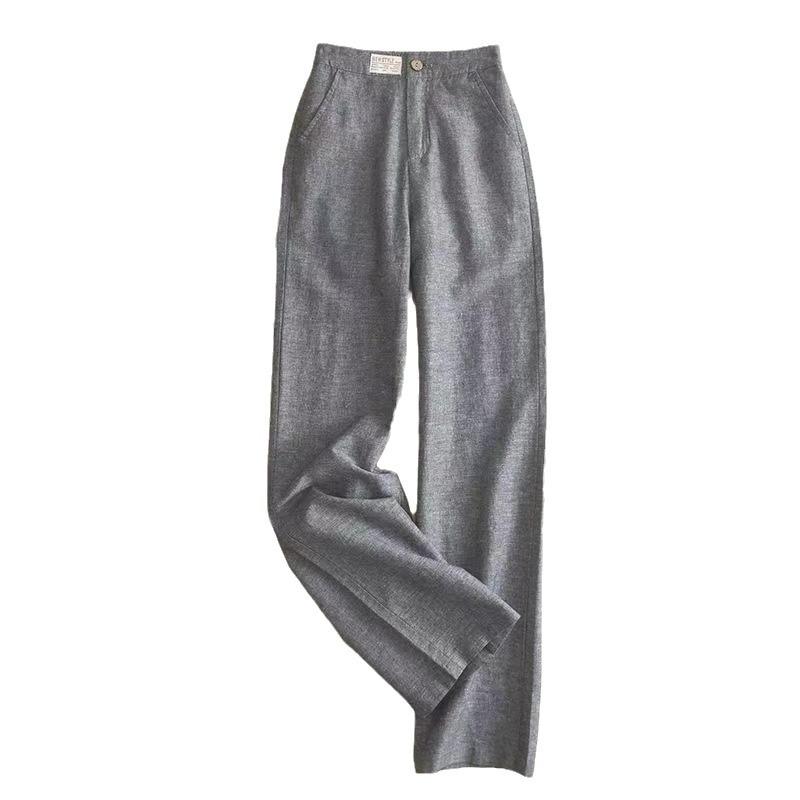Linen Wide-leg Pants Women's Trousers Fashion Loose Simple Cotton Linen Women's Drape High-waisted Straight Pants