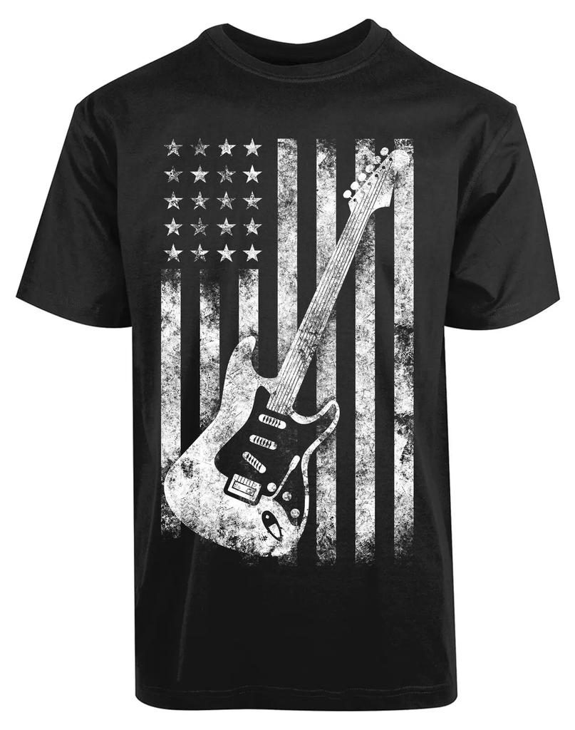 Americká vlajka Milovník hudby kytaristy Dárek Tričko 100% Bavlna Kulatý výstřih Léto Krátký rukáv Ležérní Pánské tričko Velikost S-3XL