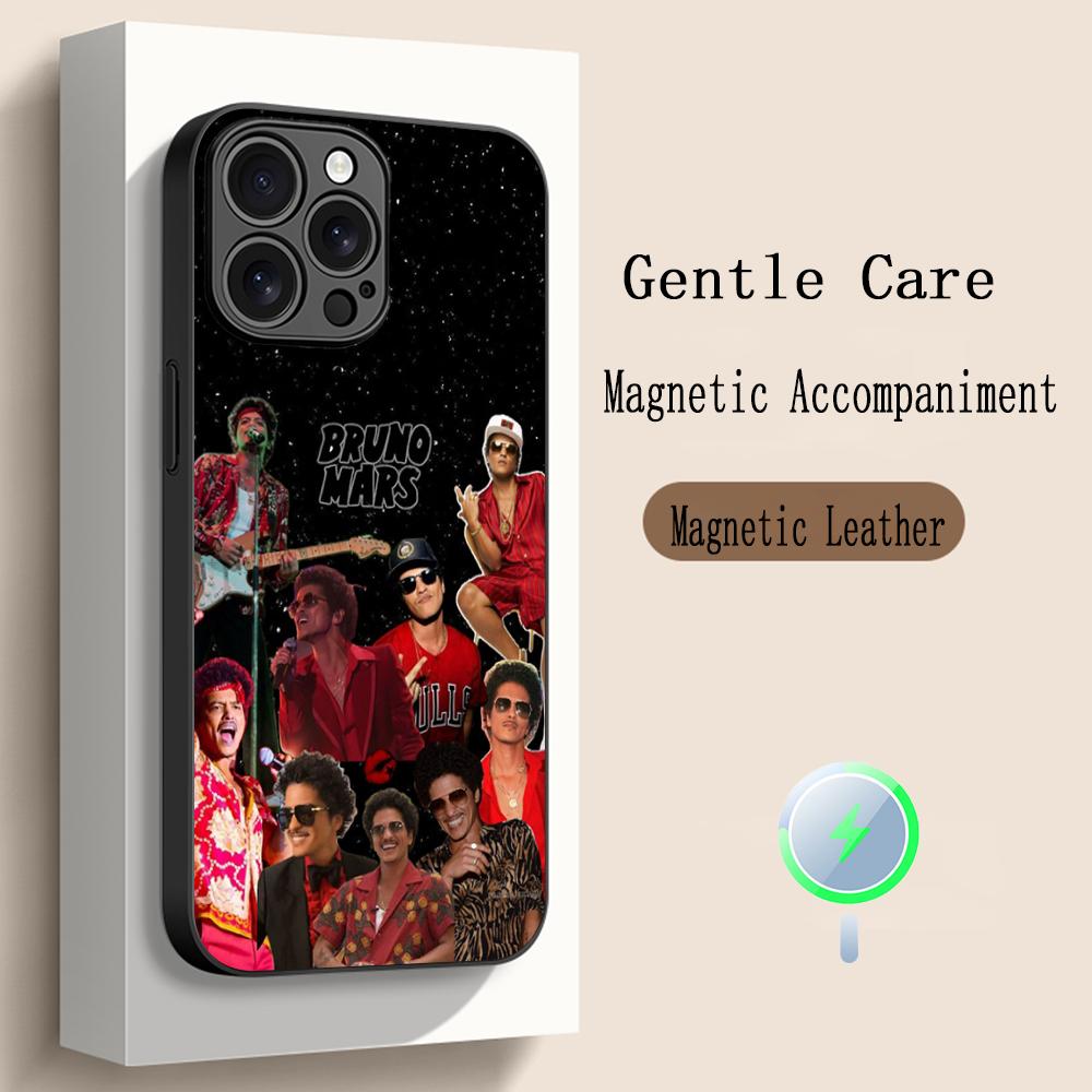 Bru-no Cool Singer Fashion Design Phone Case For iPhone 17 16 15 14 13 12 Plus Pro Max High-end Luxury Magsafe Sheepskin