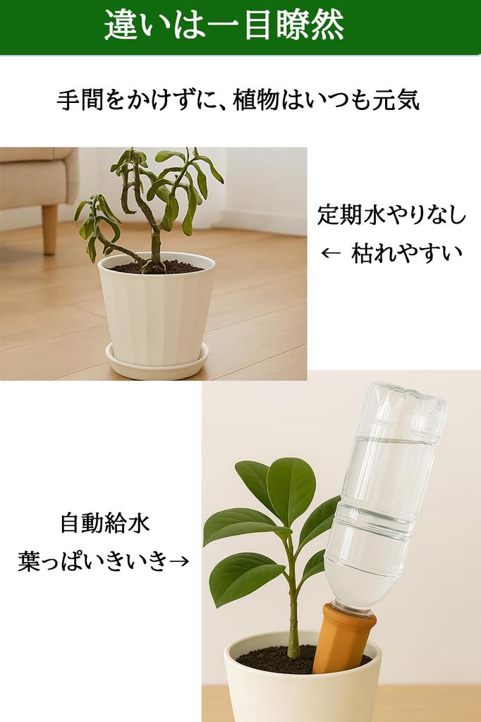 HWSHOW Automatic Watering System for Plants - Automatic Water Dispenser for Plants - Ideal for When You're Away - Ceramic Base, Compatible with Plasti