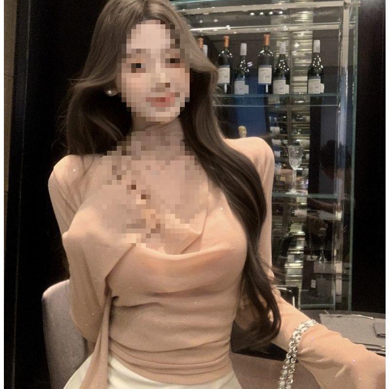 

Autumn Slim Fit Women s Cowl Neck Long Sleeve Ribbon Top M