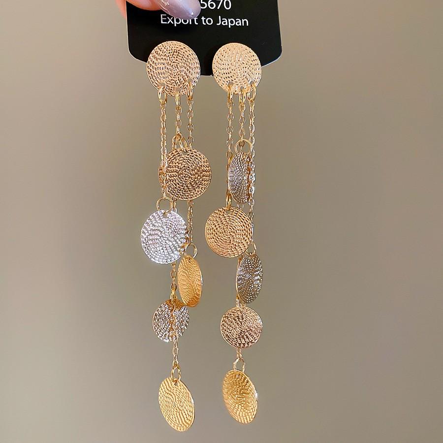 Silver Needle Geometric Openwork Round Pendant Earrings with European and American Exaggerated Style for Women.