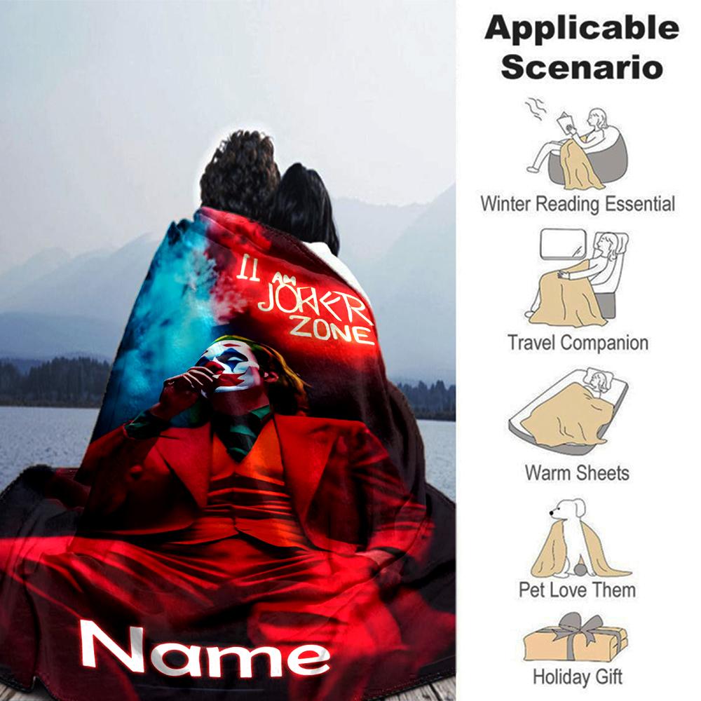 Customiz Name Personality Joker Blanket Soft &Warm Sofa Office Bed Travel Lunch Break Blanket, Gift Suitable All Seasons