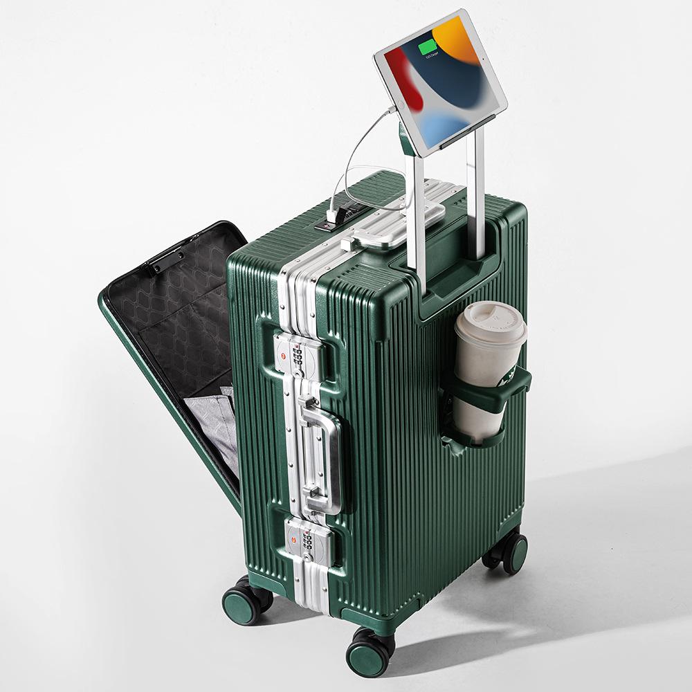 

20-дюймовый унисекс чемодан на колесиках с USB-портом, отделением для ноутбука и подстаканником 20-inch