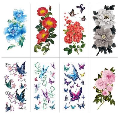 Waterproof Tattoo Sticker Colorful Flowers Butterfly Studio Photography Photo Simulation Tattoo Set Tattoo