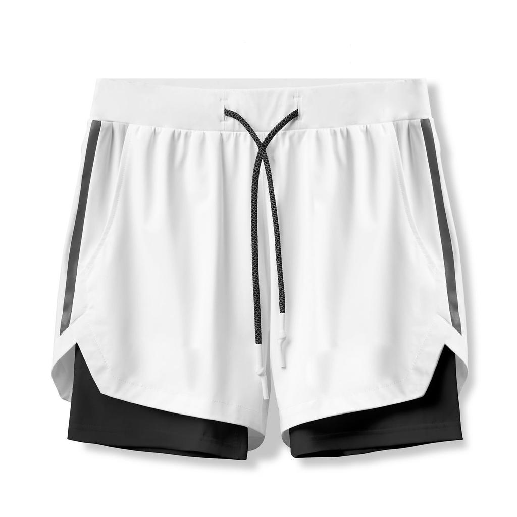 Summer Trendy Sports Shorts Outdoor Running Cycling Breathable Double Layer Shorts for Men