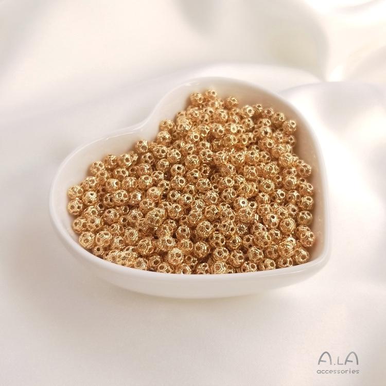 

Полые бусины-цветы из золота 14 карат - Прочные, круглые, свободные разделительные бусины для изготовления украшений своими руками 14K Gold Hollow Flower Ball 4mm 100 pieces