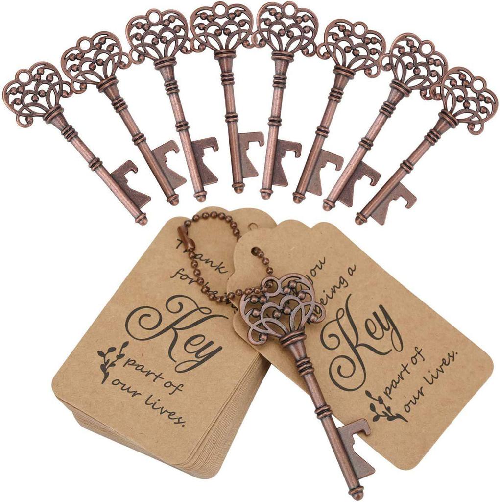 Vintage Key Style Bottle Opener, 50-Pack for Weddings & Parties