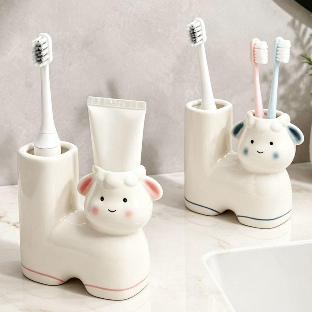 Ceramic Sheep Shaped Toothbrush Holder Creative Electric Toothbrush Stand Hotel Use