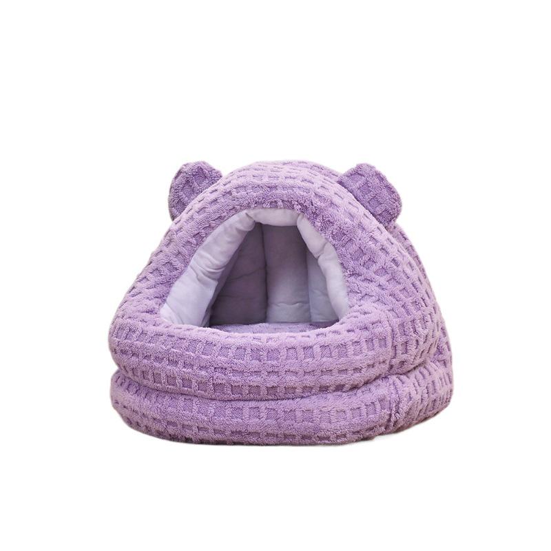 2025 New Semi-Enclosed All-Season Cat Bed: Winter-Ready, Velvet-Lined, Thickened Sleeping Bag & Dog House