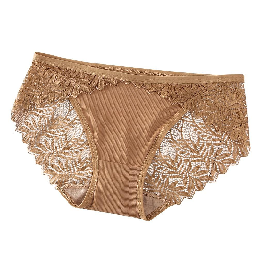 Show Hip Wear Fashionable Women's Underwear Soft Ice Silk Seamless Low Waist Lace Hollow Briefs Female Sexy 3043