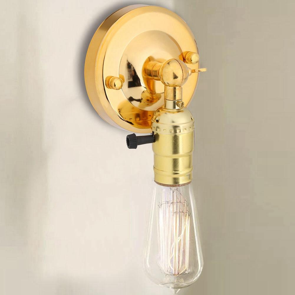 Vintage Light Holder E27 Wall Lamp with Switch for Home Use and Decoration 220V Gold