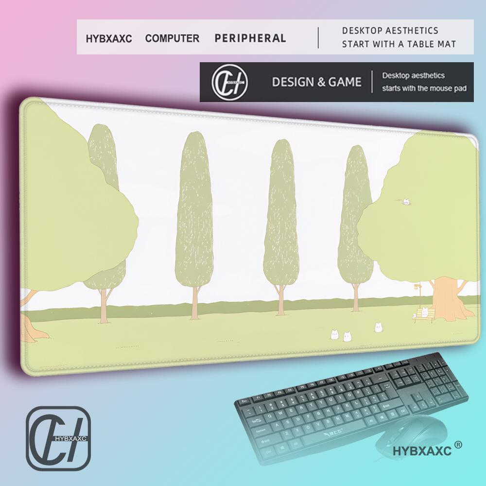 HYBXAXC Kawaii Mouse Pad Anime Sunset Purple Rabbit Gaming Accessories MousePad Keyboard Aesthetics Desk Mat Pad for Computer
