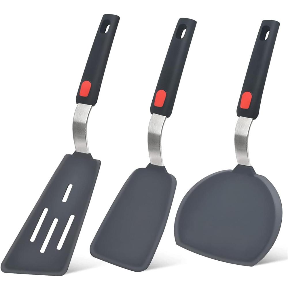 3PCS Silicone Spatula for Stick Pots High-temperature Resistant High Quality Stir Spring Steel Fry Spatula Kitchen Utensil Tools