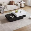 Coffee Table Rotatable, High-Gloss Sofa Table Upper Tabletop Freely Rotatable, Modern Tea Table, Rectangular Center Table Home Office, White & Black