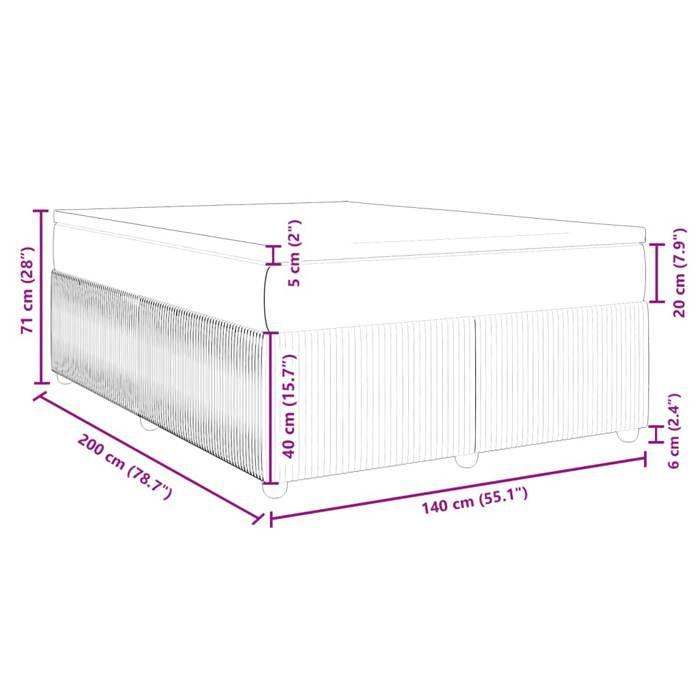 VidaXL Slatted Bed Base with Mattress Pink 140x200 Cm Velvet 3285649