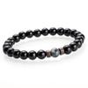 Volcanic Stone & Moonstone Men's Beaded Bracelet with Obsidian Accents
