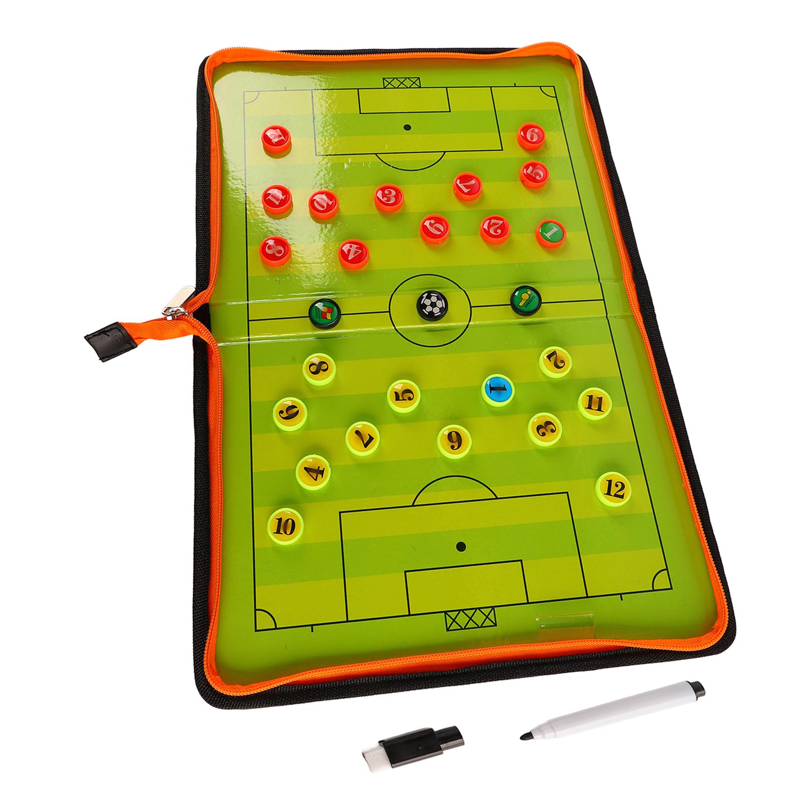

Football Coaching Board Magnetic Board Kit Portable Strategy Coach Board with Marker Pen Chess Pieces Zipper Type