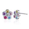 Rainbow Zirconia Flower Stud Earrings - European & American Ear Cartilage Style