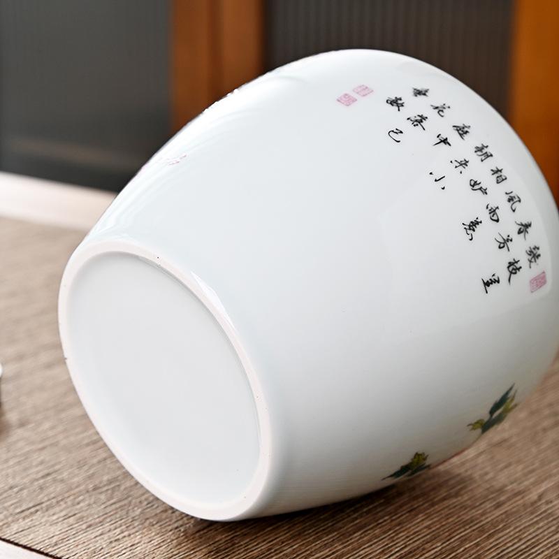 Tin Lid Ceramic Tea Canister Sealed Moisture-proof Candy Storage Jar Home Desktop Decoration Jar Crafts Interior Aesthetic Decor