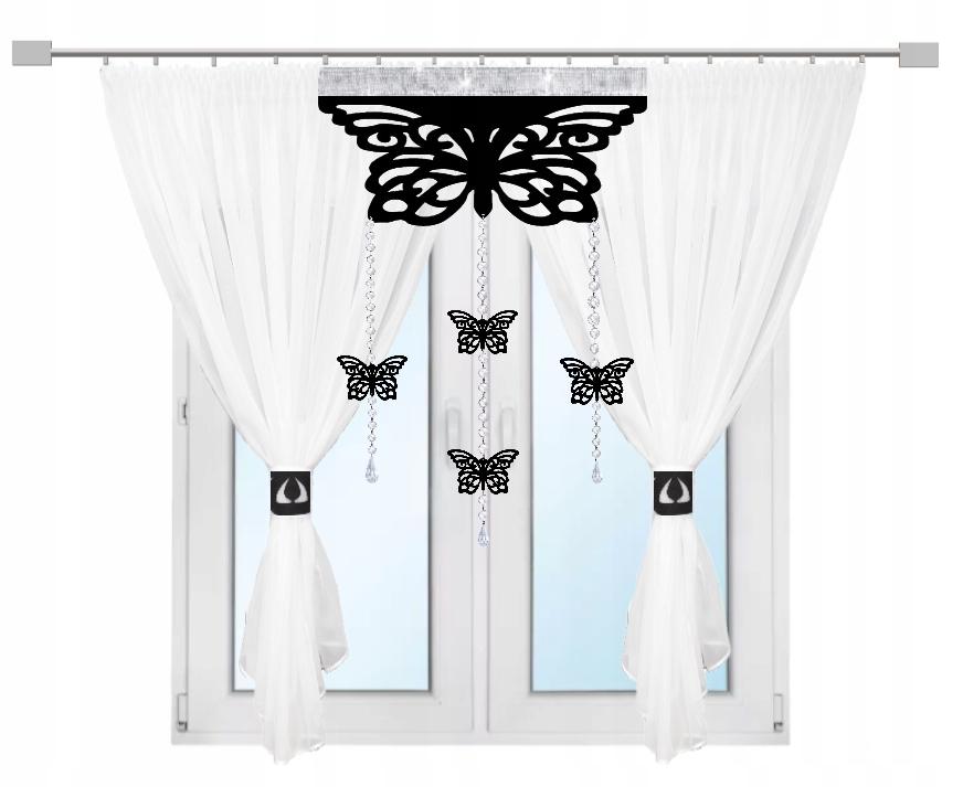 Modern curtain BUTTERFLIES living room bedroom lambrequin AŻUR glamur 300x150