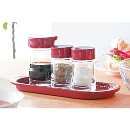 Risu Noble Rotating Condiment Tray, Red, 19.2cm Diameter x 19.7cm Height, Made in Japan