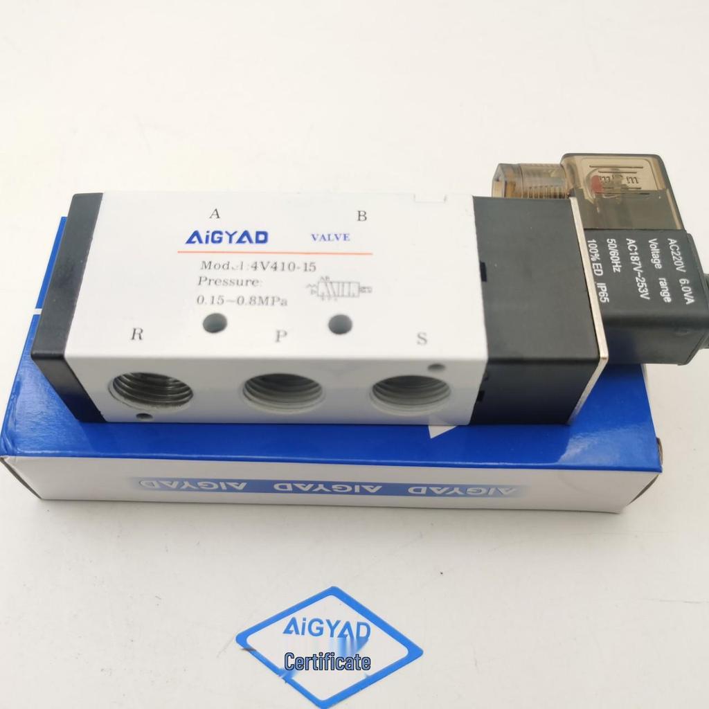 AIGYAD 4V410-15 Zwei-Positionen Fünf-Wege Umkehr-Pneumatik-Magnetventil (DC24V/AC220V)