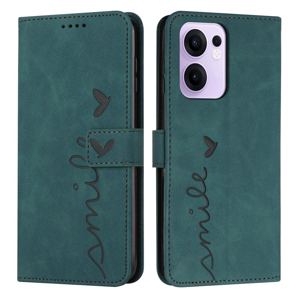For Oppo Reno13 F 5G (Reno 13 FS 5G)/4G Case Viewing Stand PU Leather Phone Cover Imprinted Heart Pattern