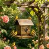 Windproof Hanging Metal Bird Feeder Iron Bird Pattern Bird Food Container Large Capacity Leak-Proof Wildlife Shelter